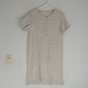 Calida Switzerland Nightgown Womens XS Green Floral Geometric Cotton Cottagecore